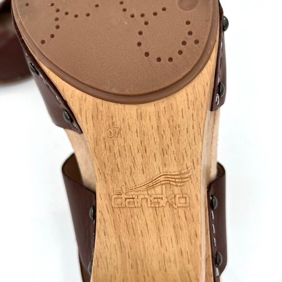 NWOT Dansko Taci Women's Clog Wedge Sandals Wooden Heel Leather - Picture 11 of 11
